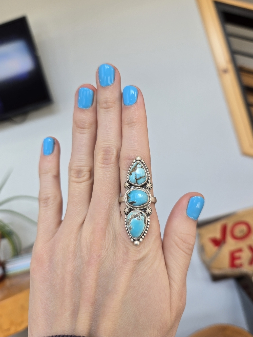 Dry Creek Turquoise Triple Sterling Ring